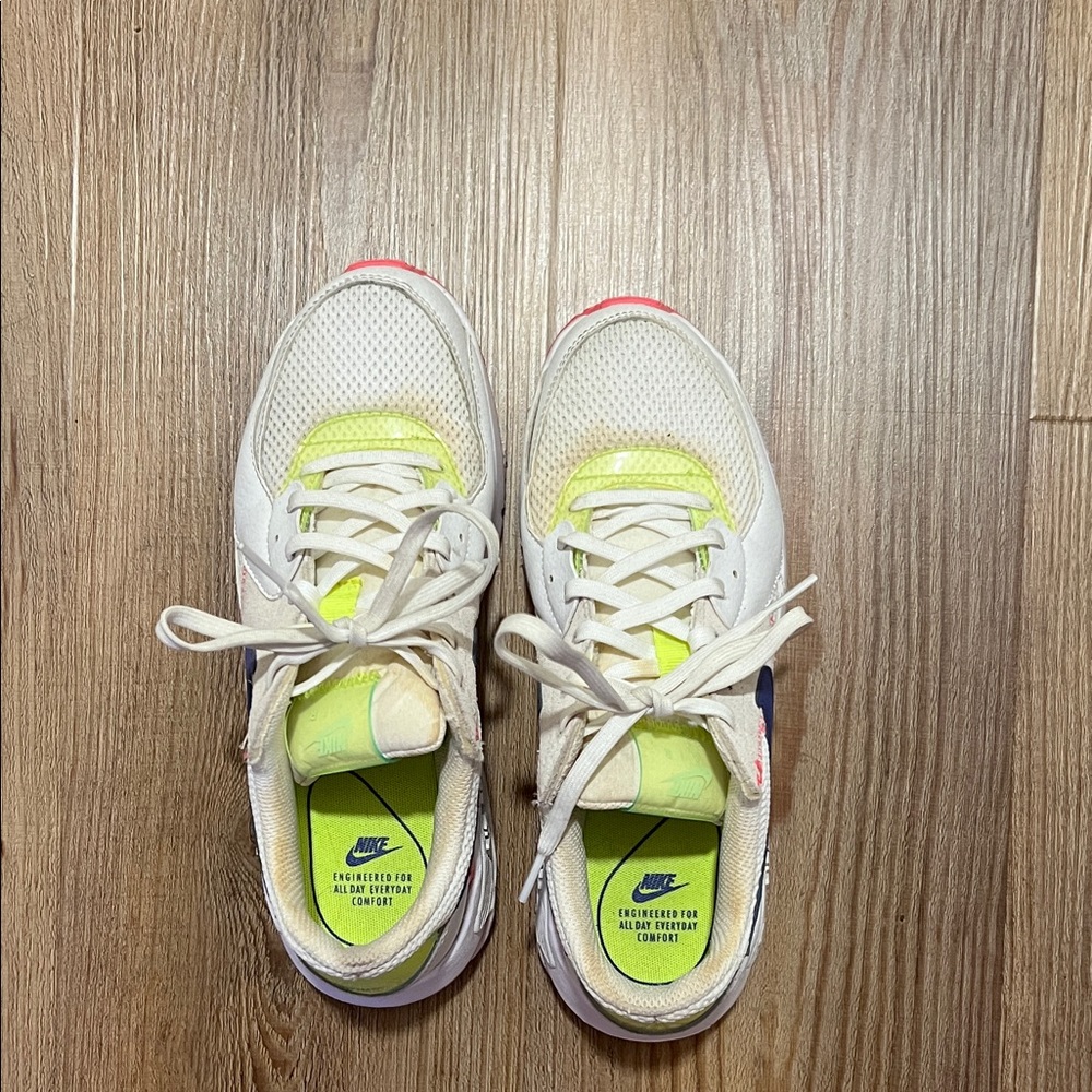 Nike White and Neon Yellow Running Shoes